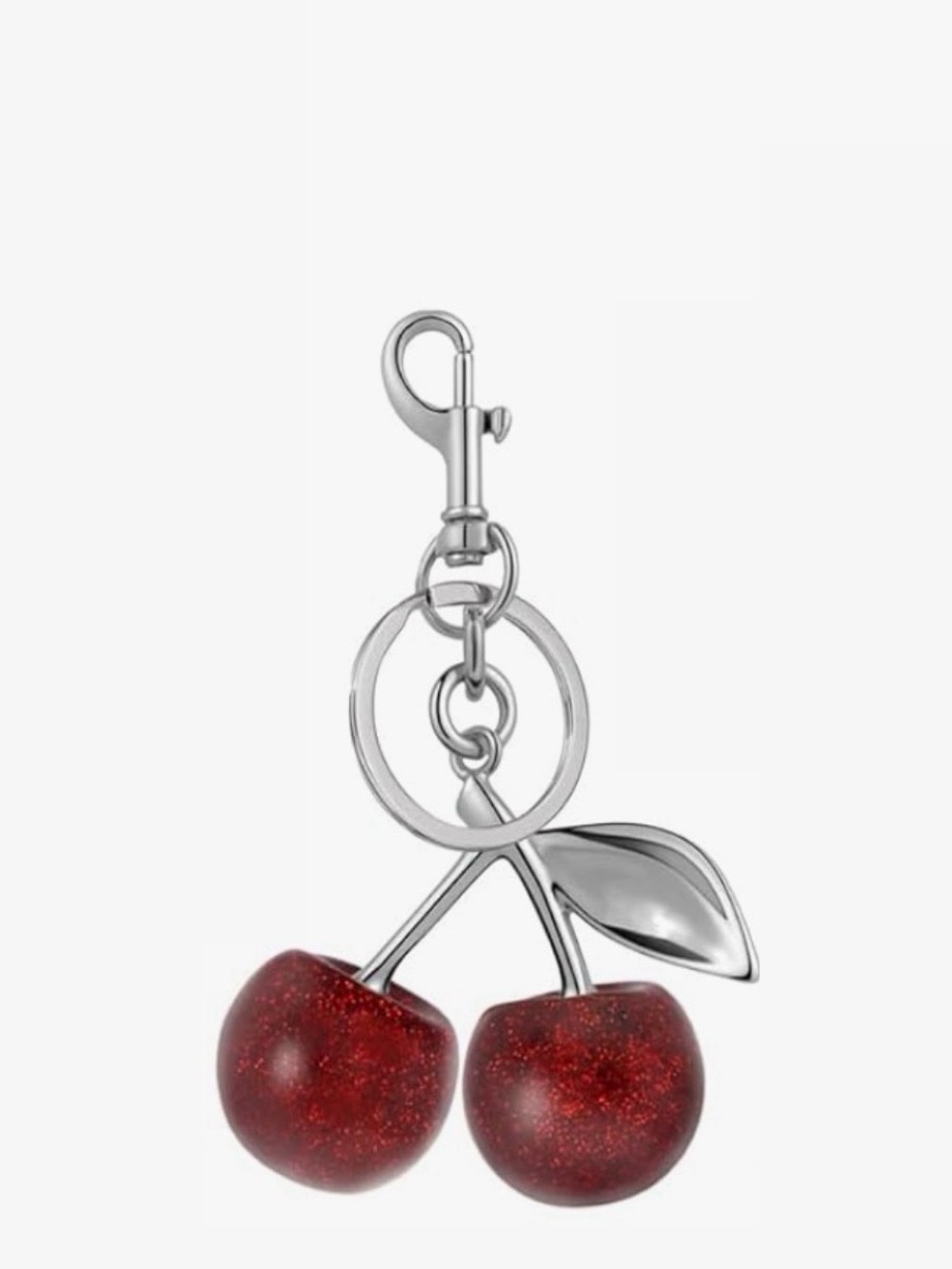 Red Cherry Keychain Silver Hardware - Picture 1 of 2